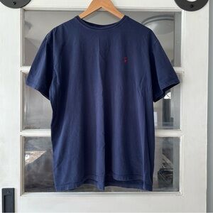 Vintage Polo Ralph Lauren Men’s Large Navy Blue Red Pony Crewneck T-Shirt 90s